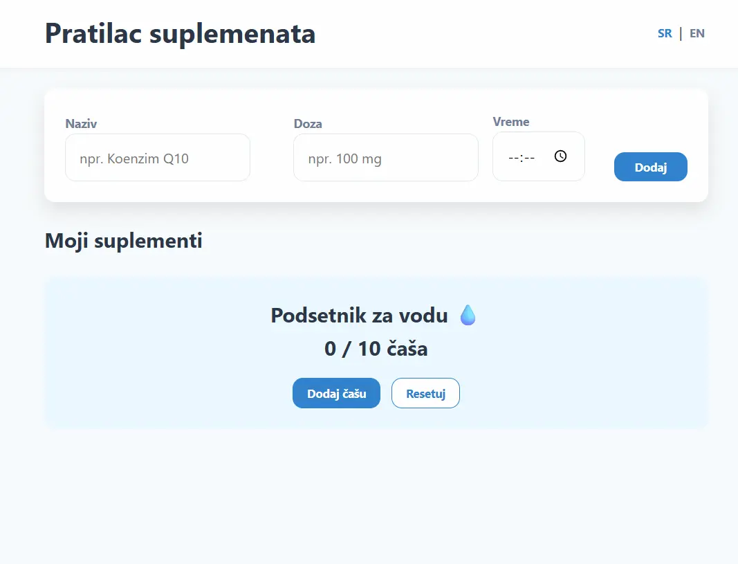 Preview projekta Supplement Tracker